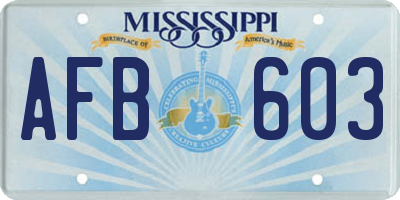 MS license plate AFB603