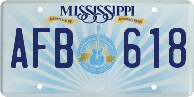 MS license plate AFB618