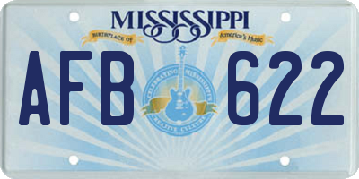 MS license plate AFB622