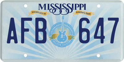 MS license plate AFB647