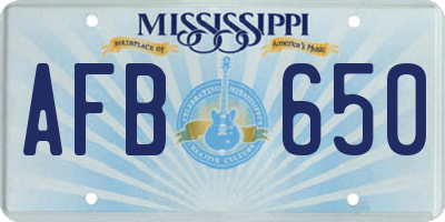 MS license plate AFB650