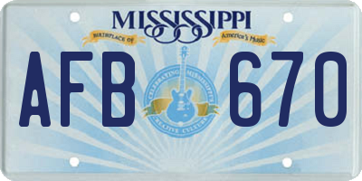 MS license plate AFB670