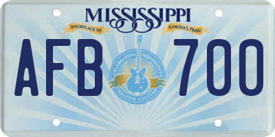 MS license plate AFB700