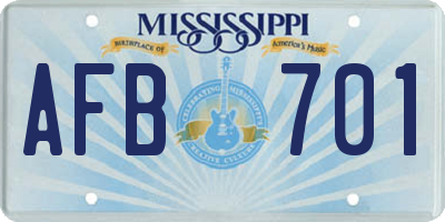 MS license plate AFB701