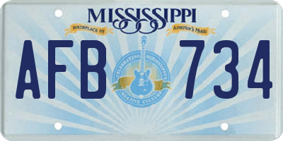 MS license plate AFB734