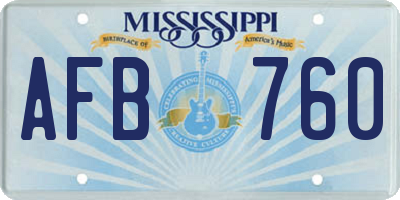MS license plate AFB760