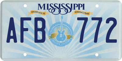 MS license plate AFB772
