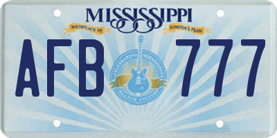 MS license plate AFB777