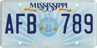 MS license plate AFB789