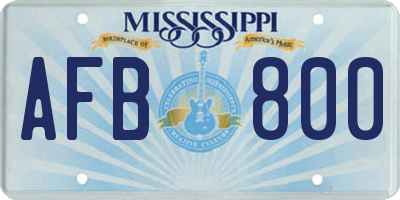 MS license plate AFB800