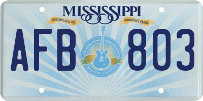 MS license plate AFB803