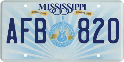 MS license plate AFB820