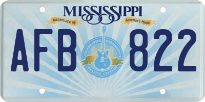 MS license plate AFB822