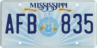 MS license plate AFB835