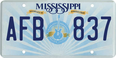 MS license plate AFB837