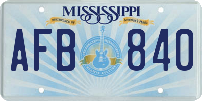 MS license plate AFB840