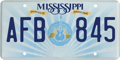 MS license plate AFB845