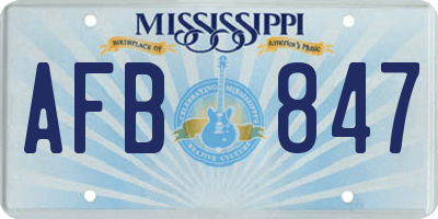 MS license plate AFB847
