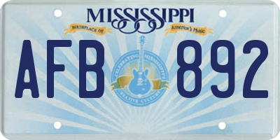MS license plate AFB892
