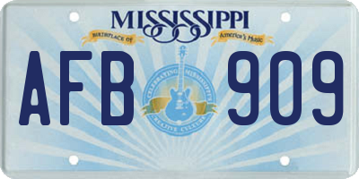 MS license plate AFB909