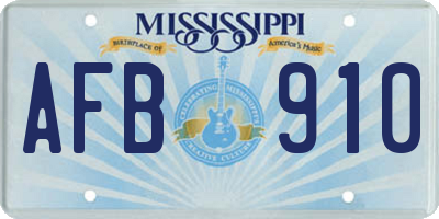 MS license plate AFB910