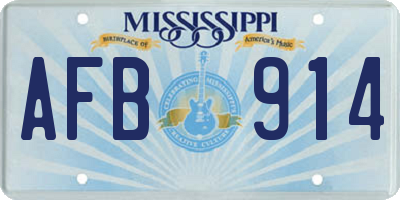 MS license plate AFB914