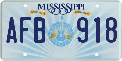 MS license plate AFB918