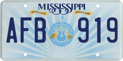 MS license plate AFB919