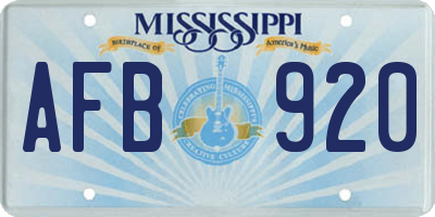 MS license plate AFB920