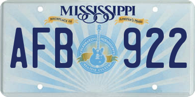 MS license plate AFB922