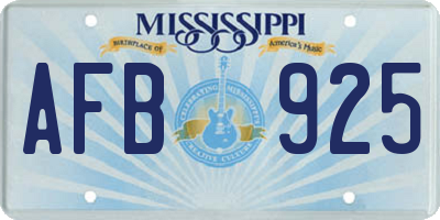 MS license plate AFB925