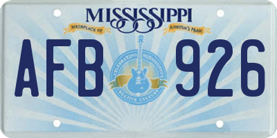MS license plate AFB926