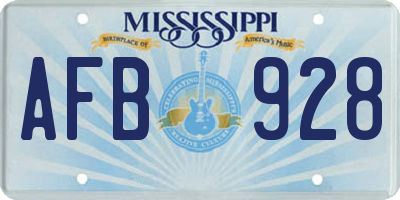 MS license plate AFB928