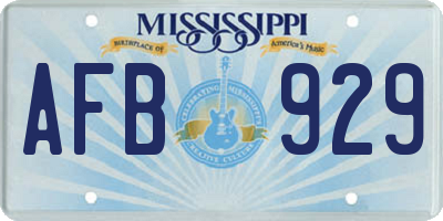 MS license plate AFB929