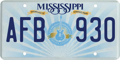 MS license plate AFB930