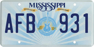 MS license plate AFB931