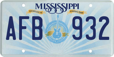 MS license plate AFB932