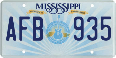MS license plate AFB935