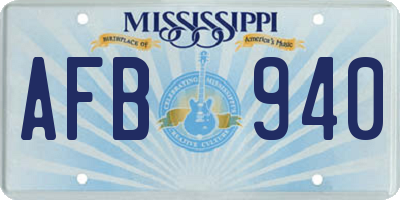 MS license plate AFB940