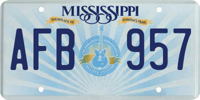 MS license plate AFB957