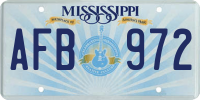 MS license plate AFB972