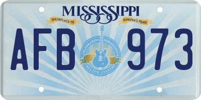 MS license plate AFB973