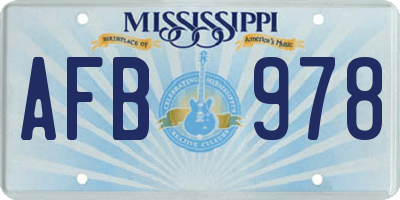 MS license plate AFB978