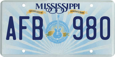 MS license plate AFB980
