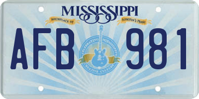 MS license plate AFB981
