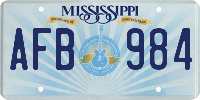 MS license plate AFB984