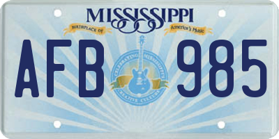 MS license plate AFB985