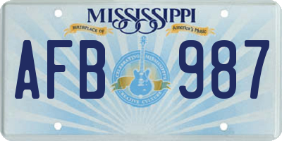 MS license plate AFB987