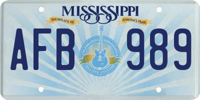 MS license plate AFB989