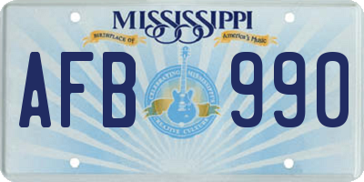 MS license plate AFB990